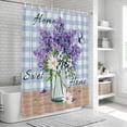 thumbnail image 5 of Polyester Fabric Purple Lavender Shower Curtain, Spring Daisy Butterfly Plants Watercolor Blue Waterproof Bathtub Curtain Bathroom Decor Set with Hooks 60 x 72 Inches, 5 of 6
