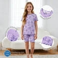thumbnail image 4 of PatPat Girls Pajamas Toddler Clothes Viscose from Bamboo Kids 2-Piece Pj Set Gifts Short Sleeve Tops Pants Snug Sleepwear Sizes 4-12Y, 4 of 9