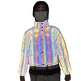 thumbnail image 3 of Chaqueta de algodón reflectante colorida con cuello alto corto, chaqueta de algodón láser de moda para mujer, 3 of 6