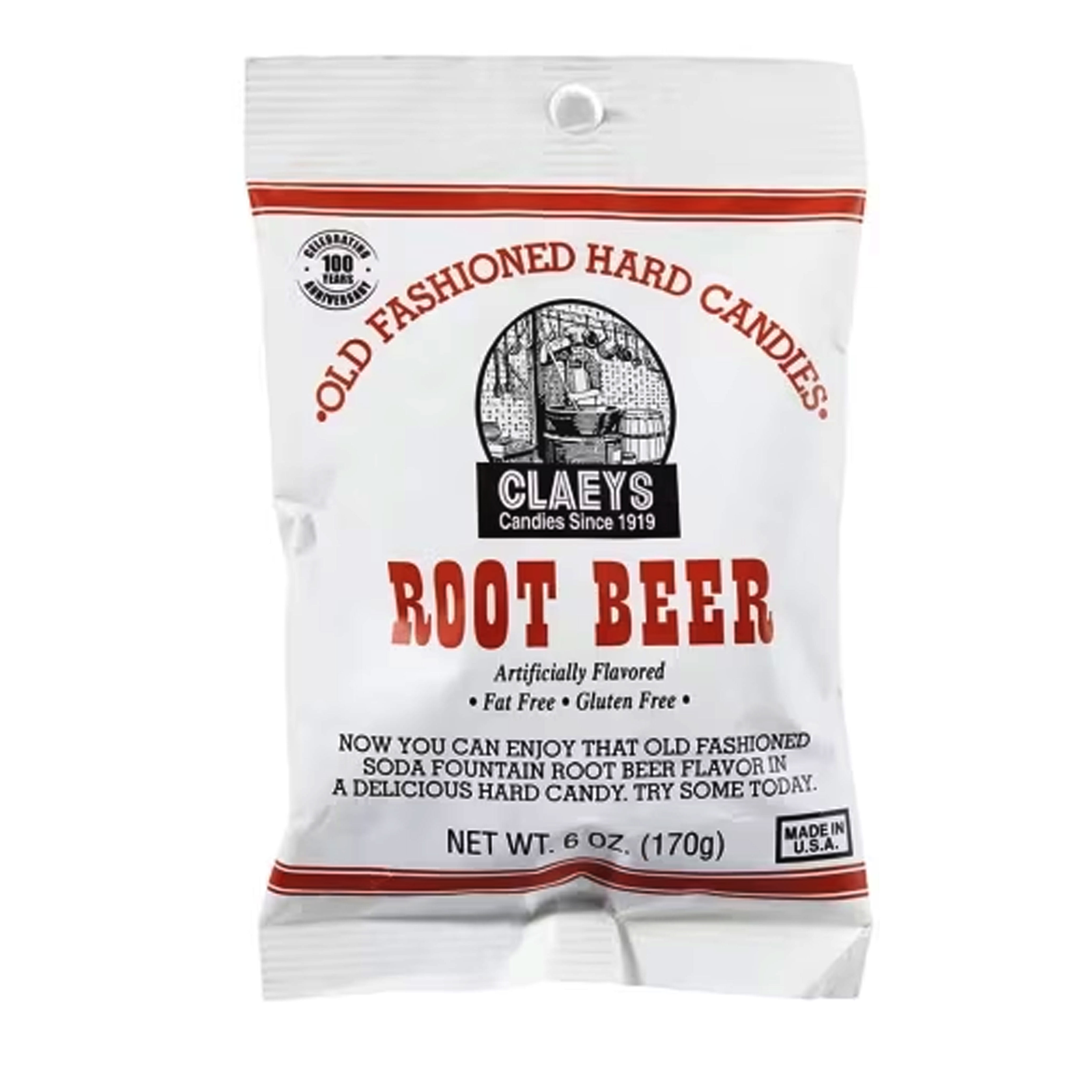 (6 pack) 2 Bags Claeys Root Beer Sanded Candy Drops Hard Candies Natural Gluten Free 6oz