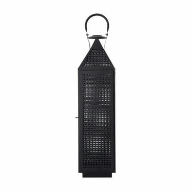 ELK Home 7-Inch Pillar Candle Matte Black Metal Candle Lantern