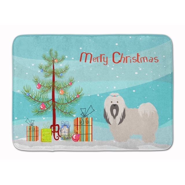 Carolines Treasures BB8481RUG Lhasa Apso Christmas Machine Washable Memory Foam Mat