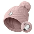 thumbnail image 5 of Dalix Heartly Ghost Cable Knit Pom Beanie Soft Stretch Skully Warm Fuzzy Faux Sherpa Winter Ski Beanie in Mauve, 5 of 5