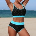 thumbnail image 4 of Duqingm Summer Dresses for Women Women's Tie Back Padded High Cut Bralette Bikini Set Two Piece Swimsuit Blue,M, 4 of 7