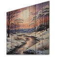 thumbnail image 2 of Designart "River at Night in Winter II" Landscapes Print on Natural Pine Wood, 2 of 5