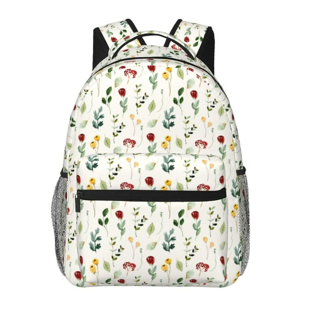 Disketp Mini Wildflower Watercolor Mochila Estampada para Hombre y Mujer – Mochila Ligera Clásica con Múltiples Bolsillos para Universidad, Trabajo y Viajes-One Size