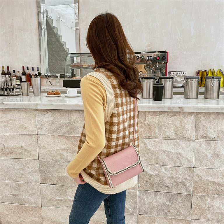 Kukoosong Summer Saving Clearance! Crossbody Bags for Women Shoulder Bag  Fashion Stone Pattern Small Square Bag All-Match Handbag Pink 