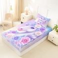 thumbnail image 4 of Metsweet Magical Unicorn Twin Sheets 3pcs, Princess Floral Horse Bedding, Pink Purple Blue,1 Fitted Sheet, 1 Flat Sheet and 1 Pillowcase, 4 of 5