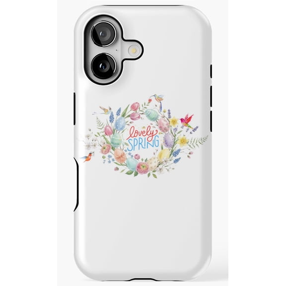 Spring Floral Wreath Easter Hummingbirds Phone Case for iPhone 11 12 13 14 15 16 17 Pro Max
