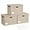Beige, variant on 17" Large Collapsible Storage Bins with , Stackable Closet Organizers with PU Handle and Labels, 3- Decorative Fabric Storage Boxes for , , Closet, Office, (Gray)