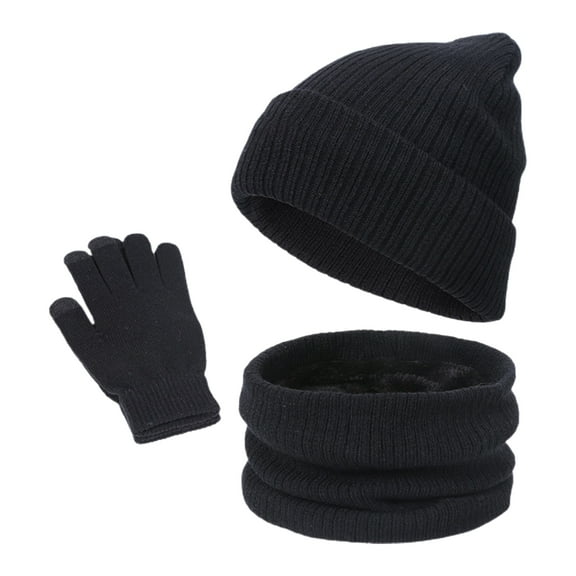 Visland 3 Pieces Winter Beanie Hats Scarf and Gloves Set for Men and Women Warm Knit Cap Set
