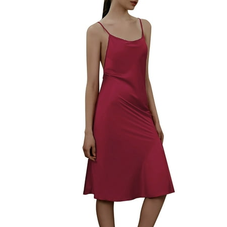 

ZRBYWB Women Sleepwear Lingerie Nightgown V Neck Women Sleeveless Camisole Slip Dress Nightdress For Women