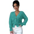 thumbnail image 4 of Women's Bowknot Chunky Knit Cardigan Sweaters Open Front Cozy Long Sleeve Button Up Cardigan for Winter Green XL, 4 of 10