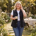 thumbnail image 3 of Agnes Orinda Women's Plus Size Sleeveless Anorak Cargo Coats Zip Button Drawstring Waist Vest Jackets 5X Black, 3 of 8