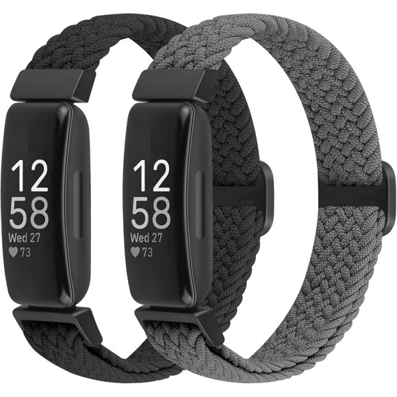 czcpp-2 Pack Elastic Braided Bands Compatible with Fitbit Inspire 3/ Inspire 2/Inspire/Inspire HR/Ace 3/Ace 2 Women Men Kids, Adjustable Stretchy Wristbands Bracelets Loop Sports Replacement Straps