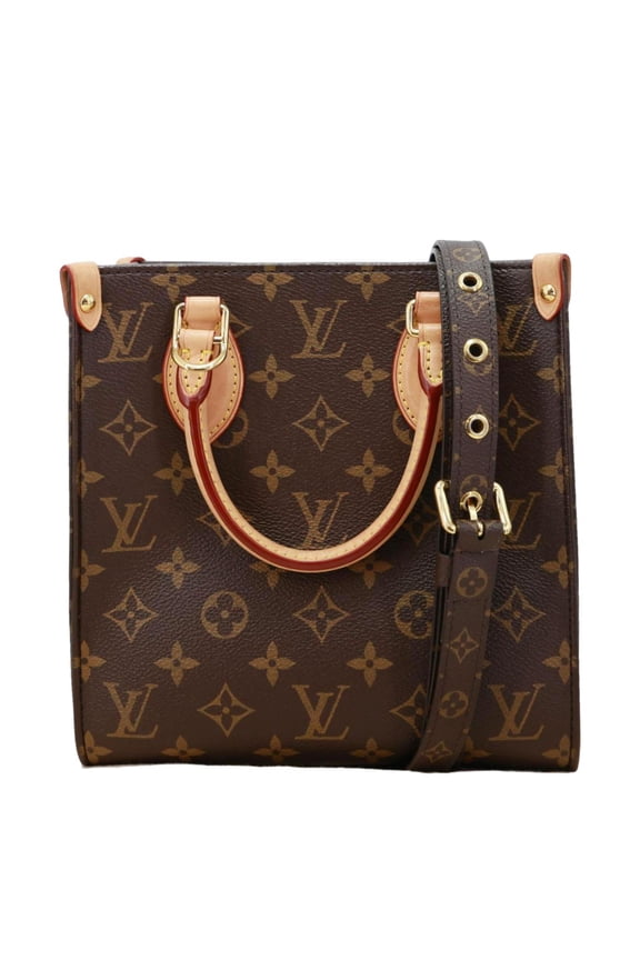 Pre-Owned Louis Vuitton Sac Plat BB Monogram Canvas Crossbody Bag Brown