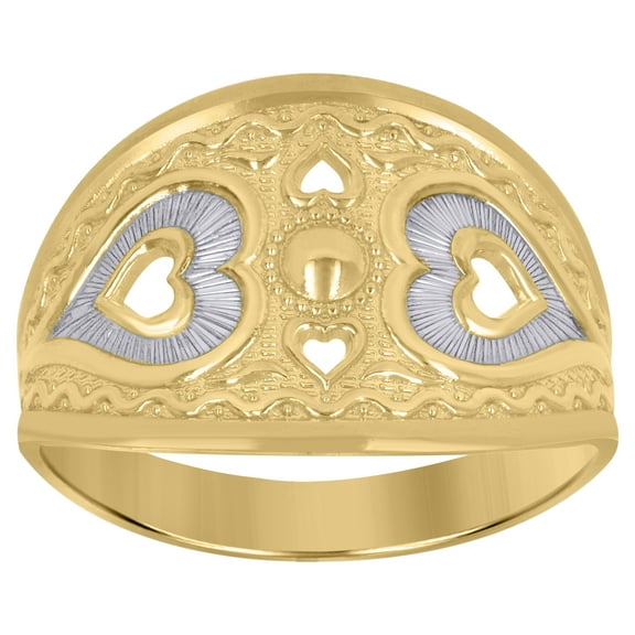 10kt Real Two-Tone Gold Womens Heart Ring