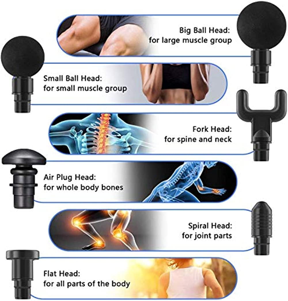 Massage Gun Deep Tissue Percussion Muscle Massager for Pain Relief,Handheld  Electric Body Massager Sports Drill Portable Super Quiet Brushless Motor,  