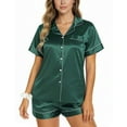thumbnail image 3 of UVN Pajamas Sets for Women Short Sleeve Button Down Tops and Shorts 2 Piece Outfit Soft Satin Silk Pjs Sleepwear Loungewear, 3 of 8