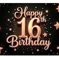 thumbnail image 3 of Gold Theme Happy Birthday Banner Glitter Design Stars Decor for Sweet 16 Celebration Party Decoration Event Background, 3 of 7