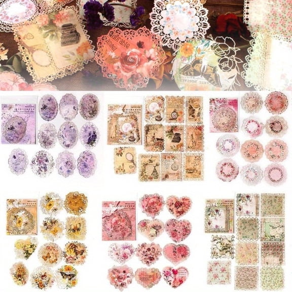 Craft Paper 60 Sheets, Antique Floral Scrapbook Paper with Lace Edge for Journaling, Collage, Card Making and Album Decor
