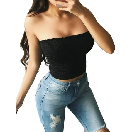 

HUJUKULUDUSU Womens Strapless Crop Top Bra Bandeau Boob Tube Tops