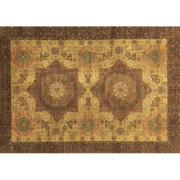 Ahgly Company Indoor Rectangle Abstract Brown Modern Area Rugs, 2' x 5'