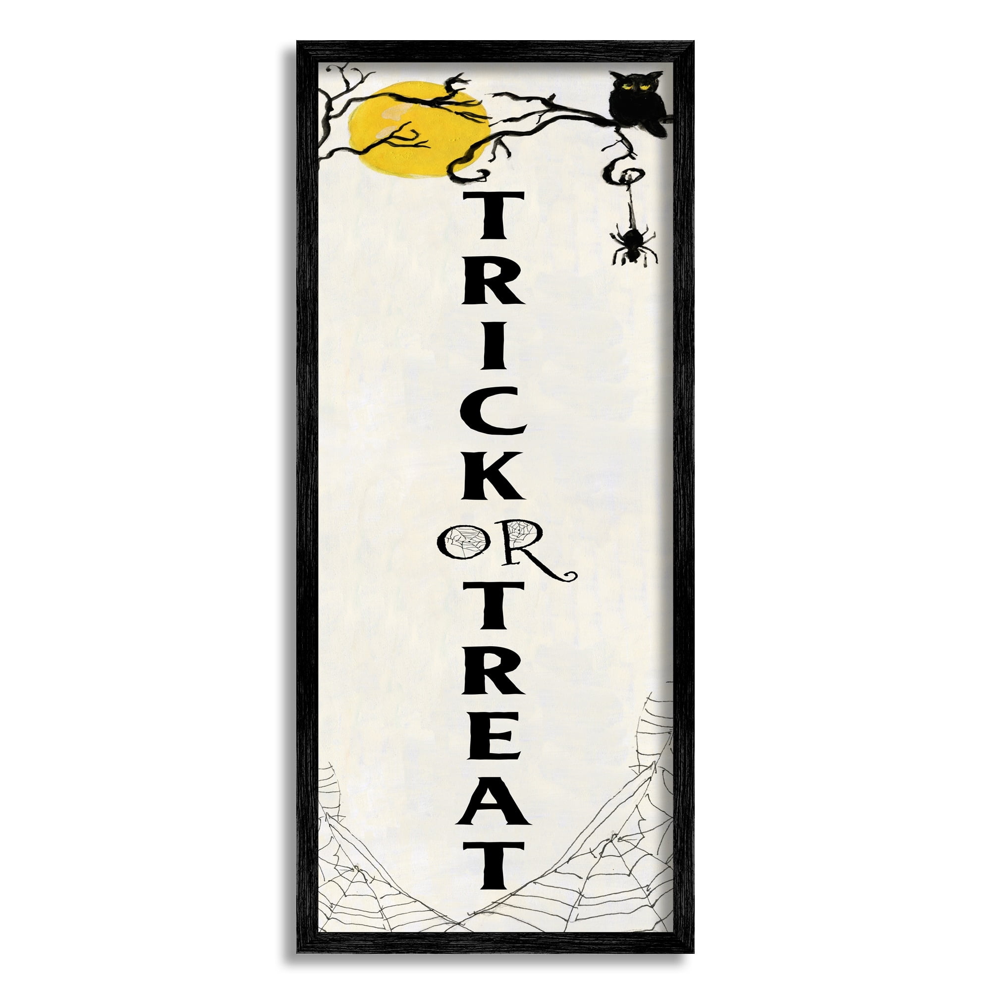 Stupell Indtries Trick or Treat Greeting Spooky Full Moon Owl,13 x 30,Design by Sally Swatland