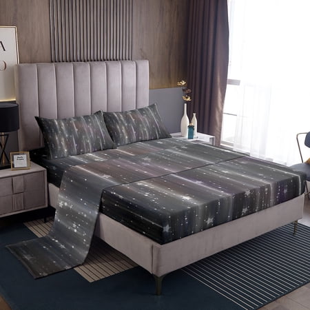Black and Grey Bed Sheets Set Aesthetic Gradient King Sheet Set ...