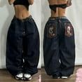 thumbnail image 1 of Pantalones vaqueros holgados con estampado de gran tamaño, pantalones de pierna ancha de cintura alta, Estilo Vintage, Hip-hop, Harajuku, gótico, Pop, Y2K, ropa de calle, nueva moda, 1 of 1