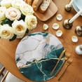 thumbnail image 2 of Marble Turquoise Round Placemats Set of 4 for Dinning Tables,Heat-proof Braided Table Mats 15 Inch,Abstract Gold White Brick Stone Motif Washable Place Mat for Kitchen Restaurant Party Table Decor, 2 of 9