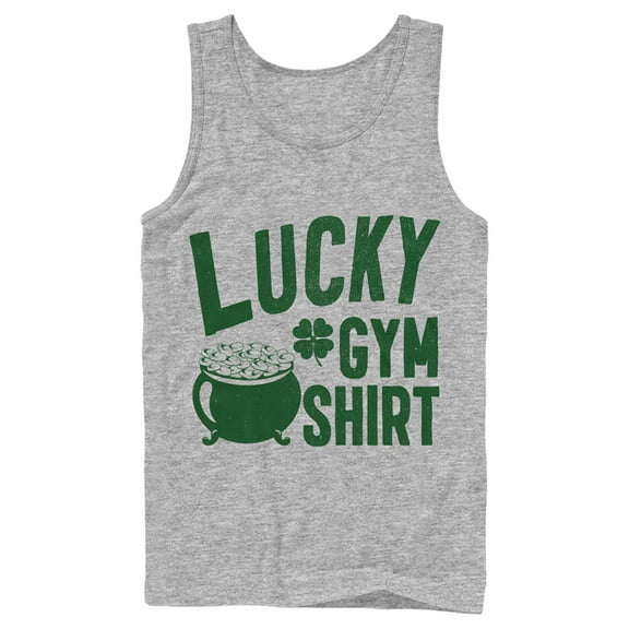 Men's Lost Gods St. Patrick's Day Lucky Gym Shirt Distressed  Tank Top Athletic Heather Small