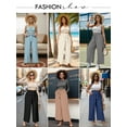 thumbnail image 4 of SHOWMALL Womens Plus Wide Leg Pants High Waisted Palazzo Pants Black 4X Belted Lightweight Work Pants Lose Trousers with Pockets, 4 of 9