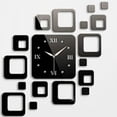 thumbnail image 2 of Reloj de pared de acrílico 3D Cuadrados Espejo de cuarzo Pegatinas de pared Pegatinas modernas de bricolaje Yuarrent JJ6540-01B, 2 of 2