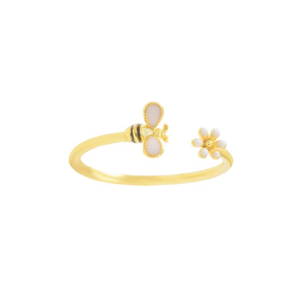Minnieouse Anillo abierto Daisy Bee anillos de dedo de moda resistente oro impermeable tamaño pequeño joyería mujer regalo adulto Festival Ropa, zapatos y accesorios Miscelánea Minnieouse AP016724-00