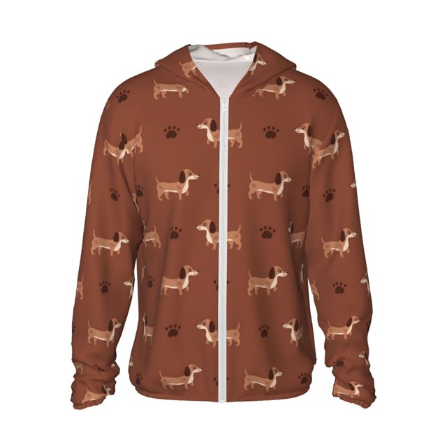 Balery Dachshund Dog Puppy Sudadera ligera de manga larga con capucha y protección solar UPF 50+ para hombre y mujer, ideal para pesca y running-Medium