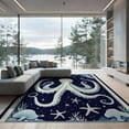 thumbnail image 2 of ODIKA 8'x10' Washable Area Rug Non-Slip Chair-Friendly Mat Navy Octopus Animals Nautical Tentacle Vintage Creature Motif for Dining Room, Large Office, Lounge, 2 of 7