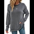 thumbnail image 1 of Sudaderas Holgadas de Larga para Mujer, de Canalé, con Abertura Lateral y Dobladillo Alto y Bajo, para Otoño Negro L, 1 of 7