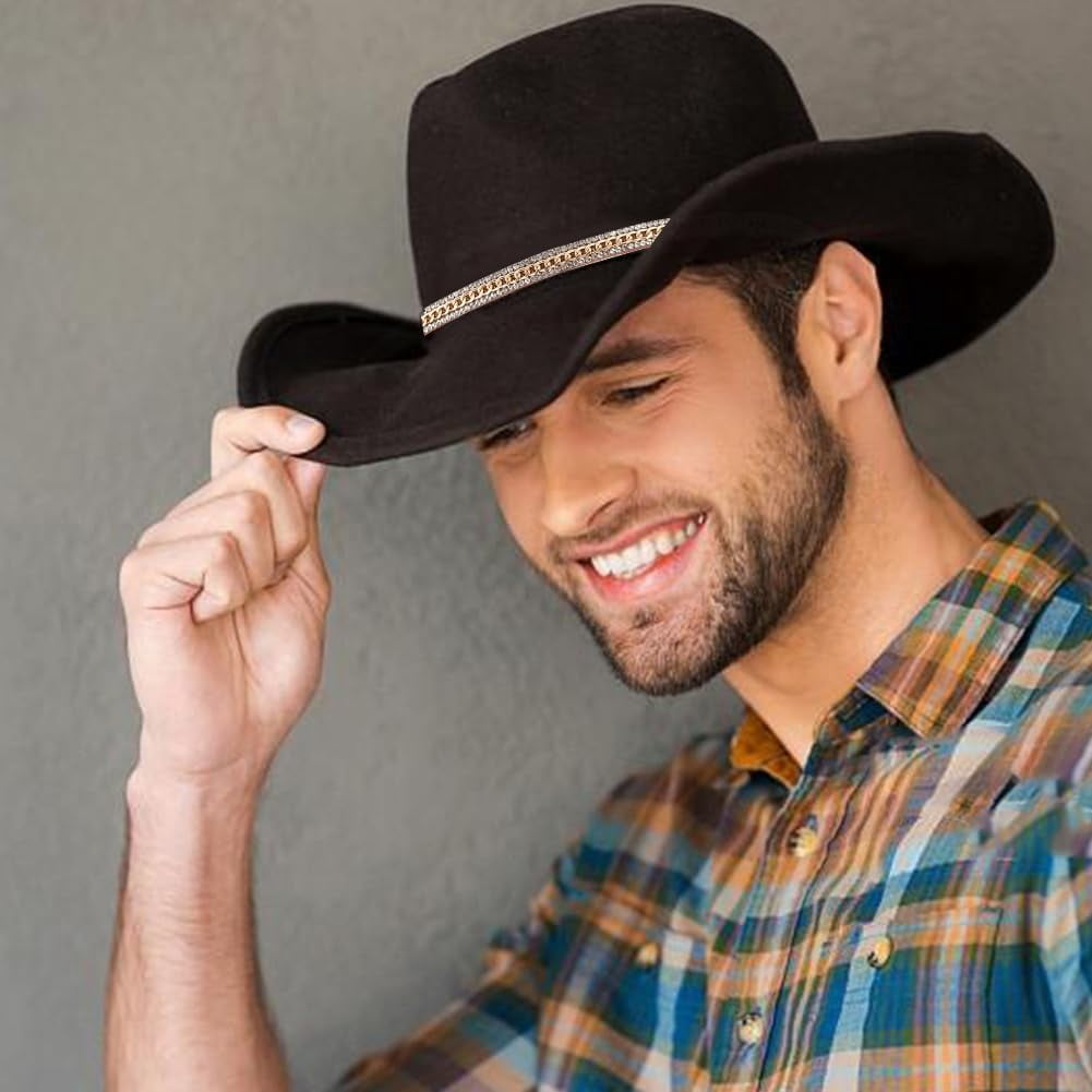 6 Styles Rhinestone Cowboy Hat Bands 15.3-20.2in Bling  display picture 2
