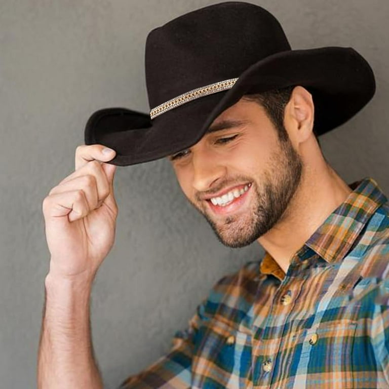 8963 6 Pack Western Cowboy Hats With Rhinestone Tassel Bands Adjustable 6 Styles Rhinestone Cowboy Hat Bands 15.3-20.2in Bling  main image 3