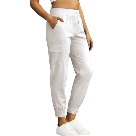 HAiming Women's Jogger Pants Outdoors Camping Travel Quick Drying UPF 50 Sweatpants Elastic Waist Solid Color Pants with Pockets