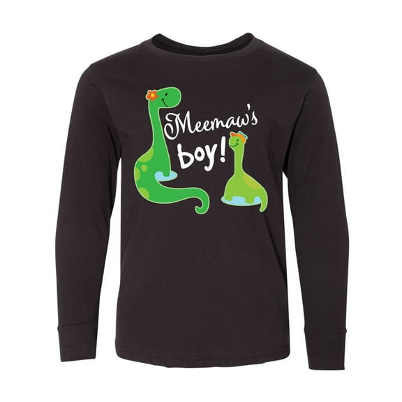 Inktastic Meemaw Boy Grandson Gift Dinosaur Long Sleeve Youth T-Shirt