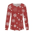 thumbnail image 4 of Christmas Shirts for Women Fall Tops Loose Fit Pleated Long Sleeve Shirts Casual Crew Neck Christmas Print Blouse Plus Size Tees, 4 of 5