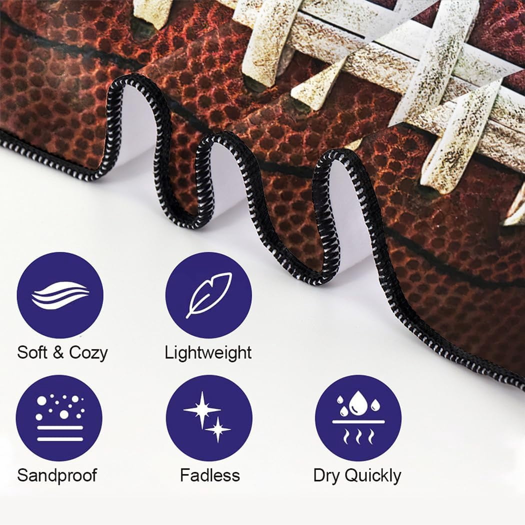 Football Beach Towel Oversized 71x36IN Quick Dry Sand-Free Sports Towels for Swim Pool Camping Travel