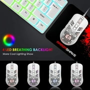 Zendure Mini Ultralight Wired Gaming Mouse 4 Kinds RGB Backlit 4 Levels Adjustable Lightweight Honeycomb Shell Mice for PC Gamers Xbox PS4 White
