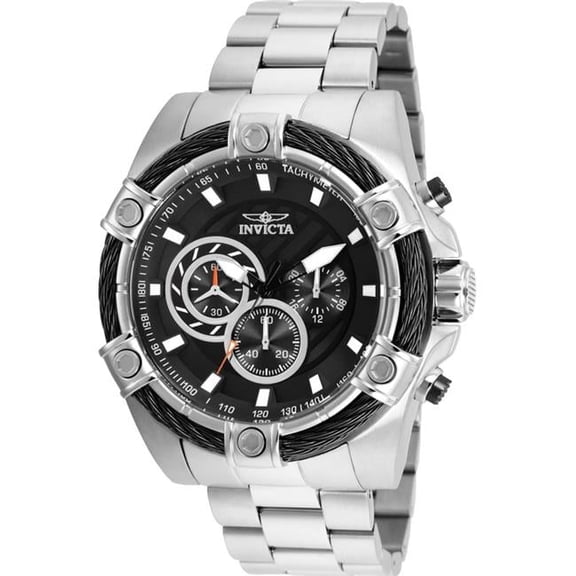 Mens 25512 Bolt Quartz Chronograph Black Dial Watch - Black