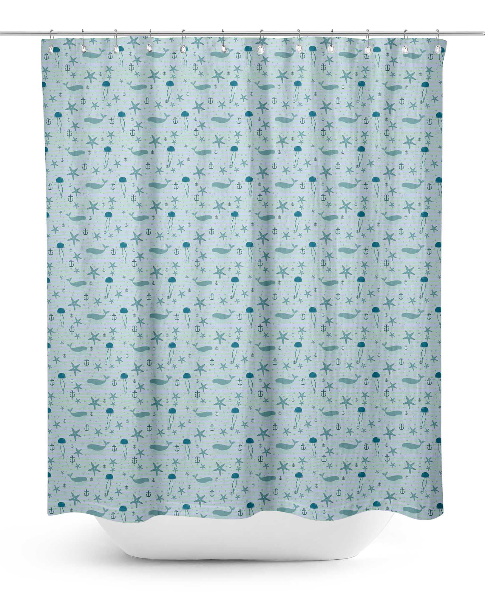 Blue Whale Waterproof Bathroom Polyester Shower Curtain Liner Water Resistant 