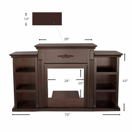 70″ TV Stand Firplace Stand Media Console Bookcase, Espresso 70″ TV Stand Firplace Stand Media Console Bookcase, Espresso