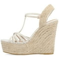 thumbnail image 3 of Journee Womens Yara Buckle Espadrille Wedge Sandals, 3 of 10