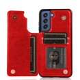 thumbnail image 3 of For Samsung Galaxy S22 Ultra Luxury Side Magnetic Button Card ID Holder PU Leather Case Cover - Red, 3 of 3